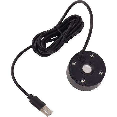 Atomiseur USB avec lumières LED colorées, atomiseur fontaine ultrasonique 5V, convient aux bassins, rocailles, aquariums et réservoirs d'eau (noir). (1/5)