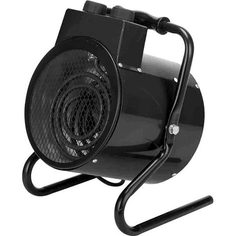 Zenón Schwarzer Industrie-Heizlüfter, 3000 W, 2 Leistungen, IP24-Thermostat (33 x 24 x 22,5 cm)