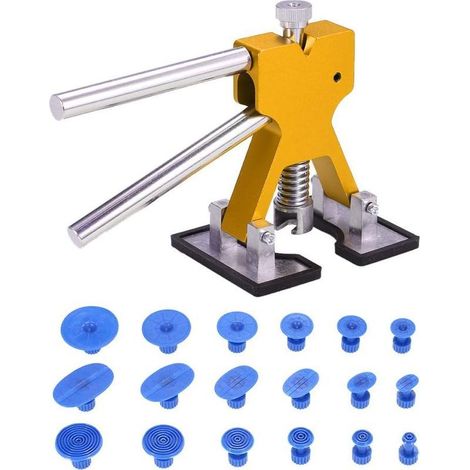 (doré) Lot de 18 outils de débosselage sans peinture pour voiture Avec languettes de colle Outils de débosselage de carrosserie de voiture (1/5)