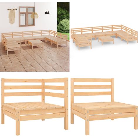 10-tlg. Garten-Lounge-Set Massivholz Kiefer - Gartenmöbel Set - Gartenmöbel Sets - Home & Living (1/5)