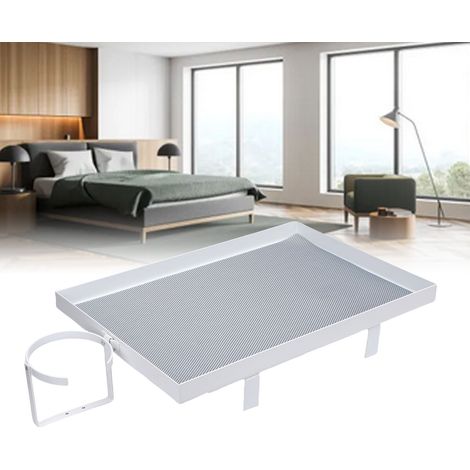 Etagère de Chevet avec Porte-gobelet Blanc Plateau Fixation Clip en Acier Organisation pour Dorm (1/4)