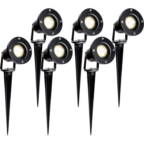 Wolketon Lot de 6 Projecteur de jardin Spot Led Extérieur Avec Piquet, 6W Éclairage Extérieur IP65 Blanc Chaud