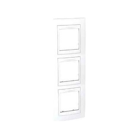 Schneider Electric – Plaque triple blanche 3 postes 3X2 modules verticale entraxe 71mm – Gamme Unica – Fixation clips – Pour espaces confinés