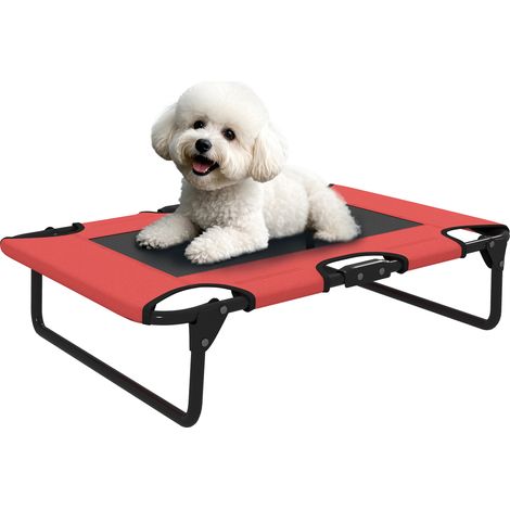 PawHut Raised Dog Bed with Breathable Mesh for S & M Dogs, Red (1/5)