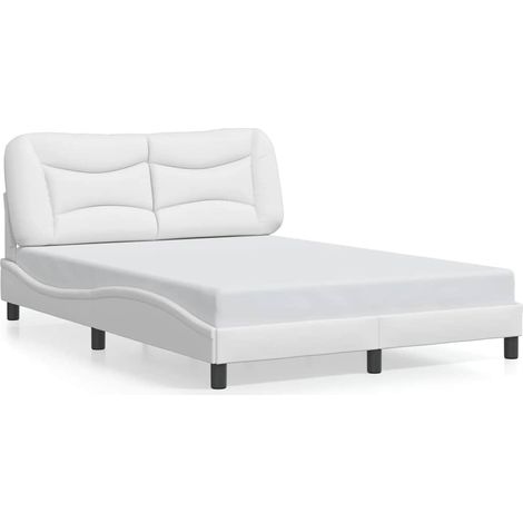 Lit double Lit adulte Cadre de lit sans matelas Hvar blanc 140x190 cm similicuir (1/5)