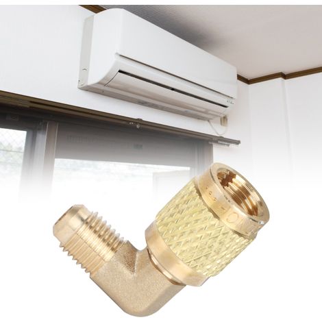 Adaptateur coudé R410 (filetage mâle 1/4" vers filetage femelle 5/16") à 90° - Accessoire pour climatiseur/refroidisseur (1/5)
