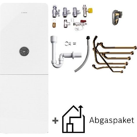 Bosch Gas-Brennwert-Plus-Paket Condens Bopa GC-S5308, GC5300i WM 24/100S, 24kW, waagerechter Anschluss, Abgaspaket C33x, Schwarz