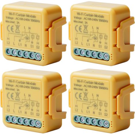 Tuya 4 modules de commutateur WiFi intelligent 2,4 GHz Alexa Smart Commande via l'application Minuterie pour moteur volet roulant, fonctionne avec Alexa/Google Home (1/5)