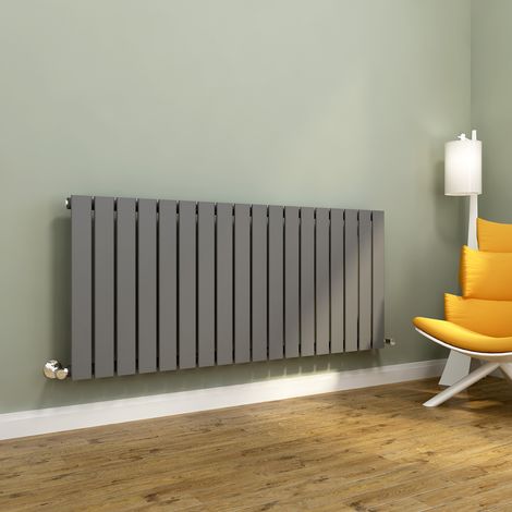 ELEGANT 600 x 1360 mm Anthracite Designer Column Rads Low Carbon Steel Radiator Single Flat Panel Designer Radiator + Chrome Thermostatic Radiator Valves (1/5)