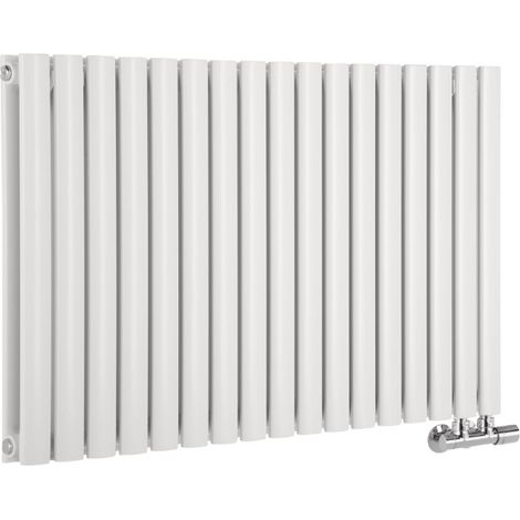 Hudson Reed Vitality Caldae – Radiateur Design Horizontal – Raccordement Central – Blanc – 63.5 x 100cm Double Rang (1/5)