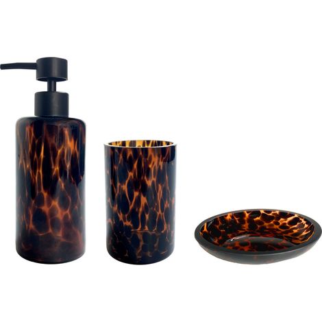 Set salle de bain léopard 3 pièces verre