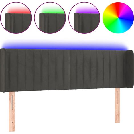 Maison Exclusive - LED Kopfteil Dunkelgrau 147x16x78/88 cm Samt