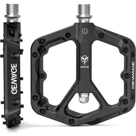 Pédales de VTT GEWAGE, en fibre de nylon, antidérapantes, pour vélo de montagne, 9/16 pouces, légères, larges et plates, noires (1 paire) (1/5)