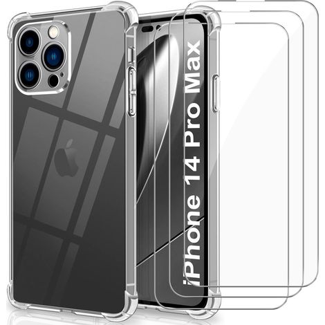 CUSTODIA PER APPLE IPHONE 14 PRO MAX SILICONE TRASPARENTE + 3X VETRO TEMPERATO (1/5)