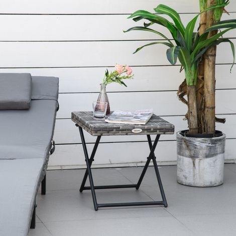 Tisch Couchtisch klappbar 40x40x40 Rattanoptik Grau OKMYHOME (1/3)