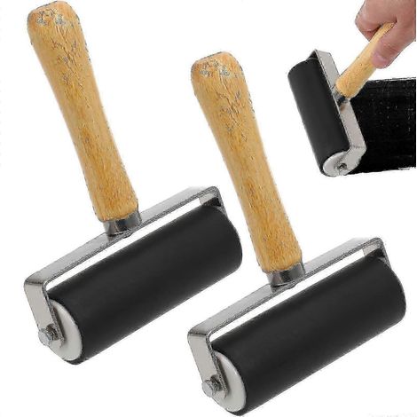 Lot de 2 rouleaux à peinture DIY, rouleau en caoutchouc de 10 cm pour une application lisse de colle et d'encre, outil de tamponnage pour loisirs créatifs (1/3)