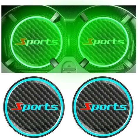 2 Pièces Dessous Verre Accessoires Automobile, Universel Tapis Tasse Antidérapant pour Voiture, sous-Verres De Voiture pour Les Hommes Femmes, Tapis Tasse Lumineux Et Créatif(Sports) (1/5)