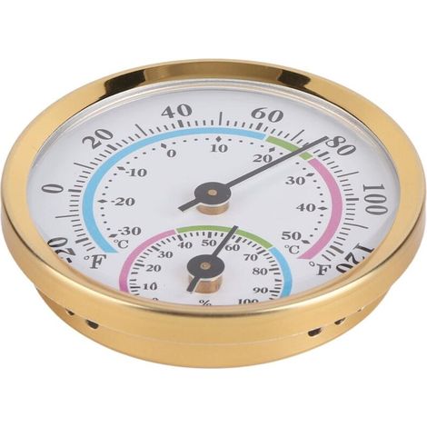 Compteur d'humidité de la Température Intérieure, Boîtier en Aluminium Compact, Grand écran, Mini Thermomètre Intérieur, Hygromètre, Facile à Lire pour l'ameublement (TH103C Or Shell Couleur Visage) (1/5)