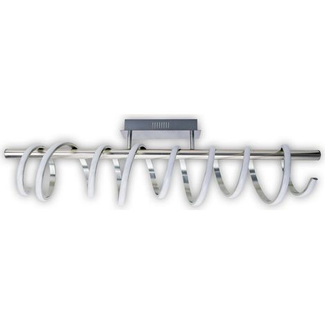 Plafonnier LED Design Moderne Métal Nickel Mat et Blanc, Intensité Variable 3 Niveaux, 100 cm - PANGIVO (1/5)