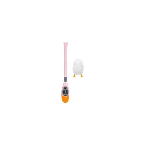 Scopa per WC a manico lungo – Silicone, testina di ricambio, manico in acciaio inox, pulizia del bagno – Crezuo