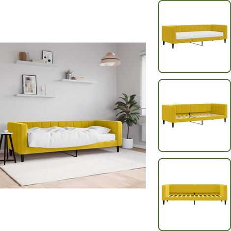Divano letto giallo - vidaXL Divano Letto con Materasso Giallo 80x200 cm in Velluto - Materasso in schiuma
