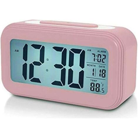Uhr, 11 cm, batteriebetriebener digitaler Wecker fürs Schlafzimmer, LCD-Nachttischwecker mit Schlummerfunktion, Hintergrundbeleuchtung, Nachtlicht, Datum und Temperatur, Sleep-Timer für Langschläfer, 