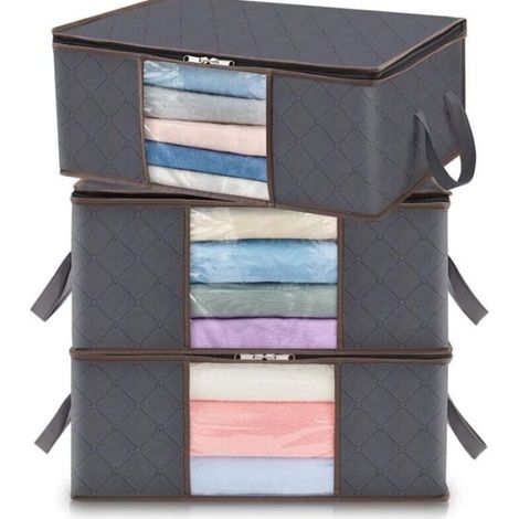 3 pcs 35L Clothes Storage Bag, Foldable Under Bed Storage Box for Bedroom, Quilt, Clothes, Blanket, Toys
