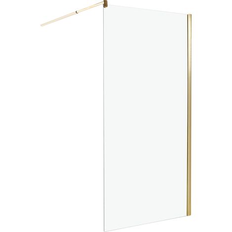 Mampara de ducha de vidrio templado sin puerta dorado 100 x 190 cm Ahaus