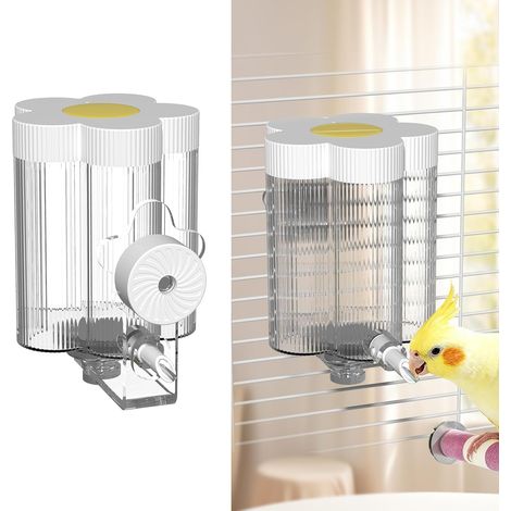 Abreuvoir anti-éclaboussures pour oiseaux (240 ml) (Blanc) doté d'une fixation magnétique et d'un système de remplissage pratique par le haut (1/5)