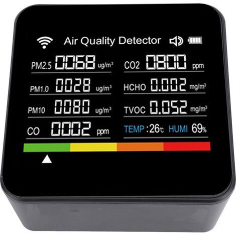 Capteur Qualité Air Intelligent 14 Fonctions HCHO PM2.5 COV Température Humidité Testeur WiFi Intérieur Compatible App Tuya (1/5)