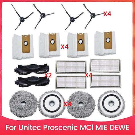 Pour Unitec Proscenic MCl MIE DEWE robot aspirateur rechange brosses principale/latérale filtre HEPA serpillière (1/5)