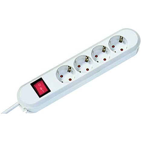 BACHMANN 381.230K SMART - CIABATTA ELETTRICA CON 4 PRESE SCHUKO CON INTERRUTTORE, CAVO 1,5 M, COLORE: BIANCO (1/2)
