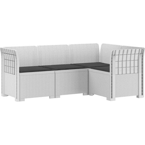 4-Sitzer Gartensofa mit Kissen Rattan-Look PP Weiß vidaXL (1/5)