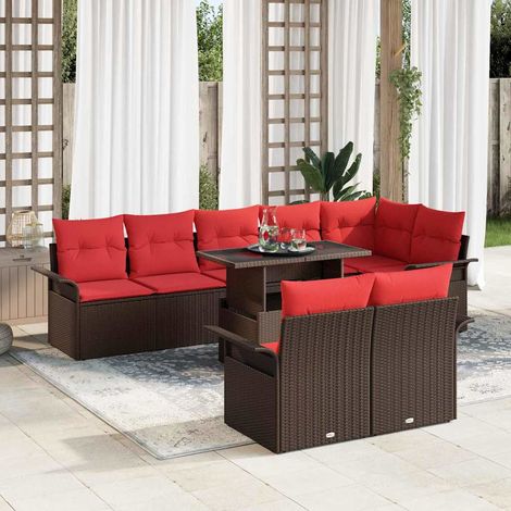Set Divano da Giardino 9 pcs Marrone Rattan in Polipropilene vidaXL (1/5)
