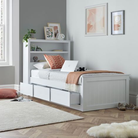 Enzo White Wooden 3 Drawer Storage Bed (1/4)