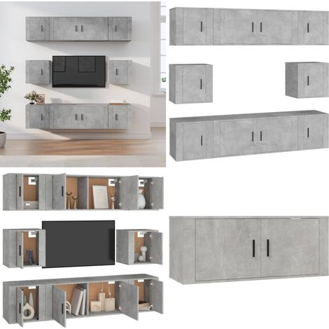 8-tlg. TV-Schrank-Set Betongrau Holzwerkstoff - TV-Schrank-Set - TV-Schrank-Sets - Home & Living (1/5)