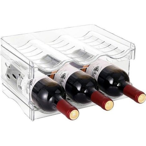2 Casier à vin, empilable, transparent, 6 emplacements, pour réfrigérateur, bar (1/4)
