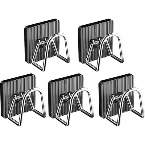 1 oder 5 Abtropfhaken, kein Bohren erforderlich, U-förmiges Design, robust, Schwammhalter, Abtropfgestell, Küchenzubehör – 5 Stück – Grau (1/5)