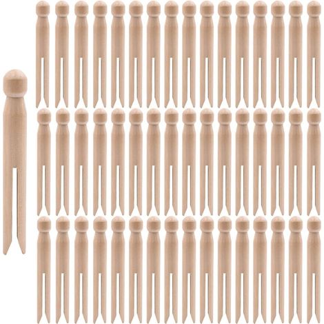 100 Stück Wäscheklammern aus Holz, 11 cm lange, naturfarbene Wäscheklammern für Puppenherstellung und DIY-Projekte – Wäscheklammern zum Aufhängen von Kleidung auf der Wäscheleine (1/5)