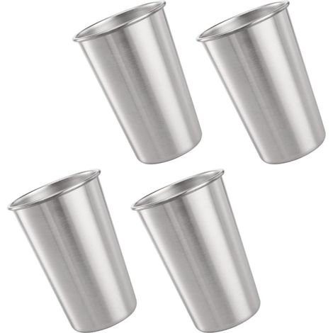 Lot de 4 Gobelets à Jus en Acier Inoxydable 50ml Argenté, Légers et Empilables, Faciles à Nettoyer, pour Camping et Fêtes en Plein Air (1/5)