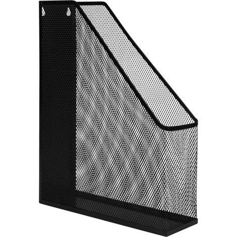 Portariviste e giornali da parete in acciaio (25,5x7,5x32 cm), organizer per documenti e posta in filo metallico resistente per ufficio e casa (nero) (1/3)