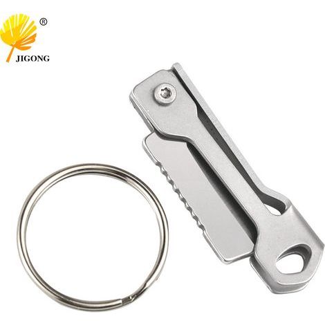 Miniature folding knife with square head made of stainless steel with keychain, sharp and portable folding knife (1/5)