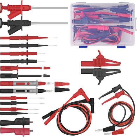 Sondes de Multimètre, Electronic Automotive sondes Kit de Fil de Test, Câble de Test Cordons de Mesure Multimètre électrique 22 en 1 Cordon de Test avec Pinces Crocodile, Fiche Banana
