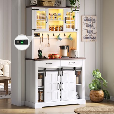 Mobile cucina con LED e prese, MDF bianco 180x108 OKMYHOME (1/5)