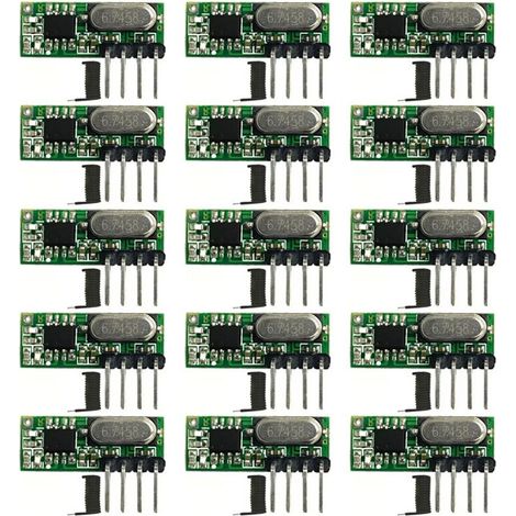 15 Pièces 433Mhz RF Récepteur Superhétérodyne UHF ASK 433Mhz Kit de Module de Télécommande Petite Taille Faible Consommation avec Antenne (1/2)
