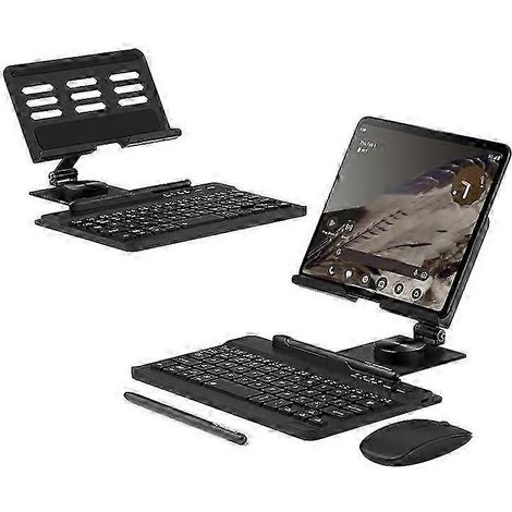 Support de bureau pliable GKK compatible Fold/Z Fold avec clavier Bluetooth, souris et stylet, 63,5-66 cm (25-26 pouces), noir