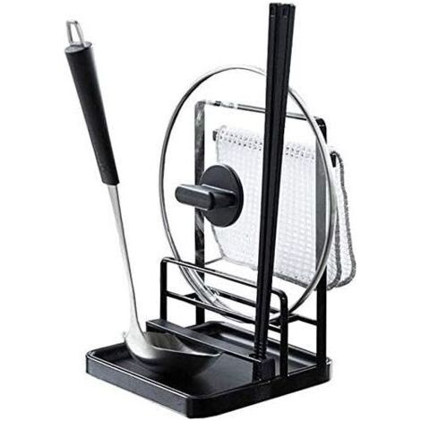 Porte-couvercle de casserole Support organisateur de cuisine Support de couvercle pour ustensiles de cuisine Noir (taille: 15 x 15 x 21 cm) (1/5)