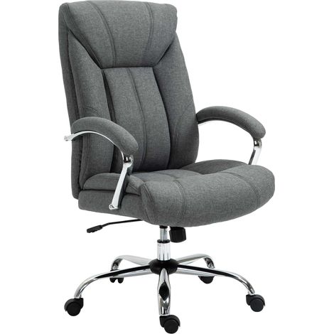 Bürostuhl mit Wippfunktion ergonomischer Stuhl mit gepolsterte Armlehne Kopfstütze höhenverstellbarer Schreibtischstuhl Drehstuhl mit Rückenlehne Nylon Grau 65 x 78 x 110-118 cm (1/5)