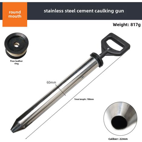 Pistolet à calfeutrer à ciment allongé transfrontalier manuel en acier inoxydable à quatre usages de 50 cm, pistolet à calfeutrer à ciment antivol pour porte (acier inoxydable - embout rond) (1/5)