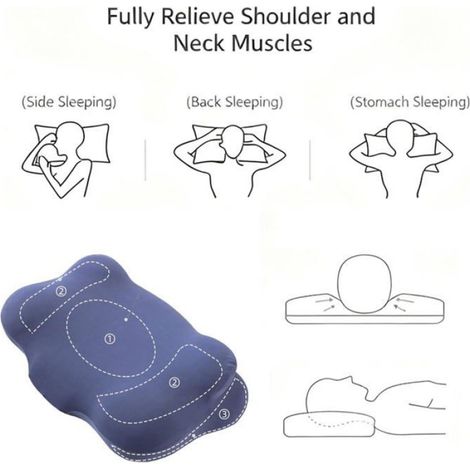 1 Oreiller ergonomique, mousse à mémoire de forme, housse respirante, système double hauteur, soutien cervical (1/5)
